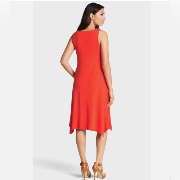 Eileen Fisher Womens Orange Coral Asymmetrical Hem Sleeveless Dress Sz PP 0-2 - Picture 13 of 13